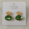 Green Crystal and Pearl Top Stud Earrings