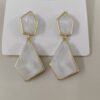 Geometric Frosted White Drop Earrings