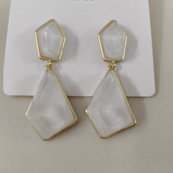 Geometric Frosted White Drop Earrings