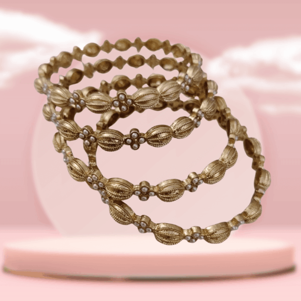 Heritage Gold Pearl Cluster Bangles