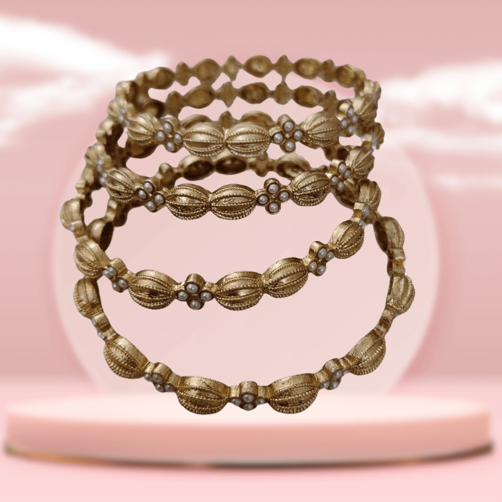 Heritage Gold Pearl Cluster Bangles