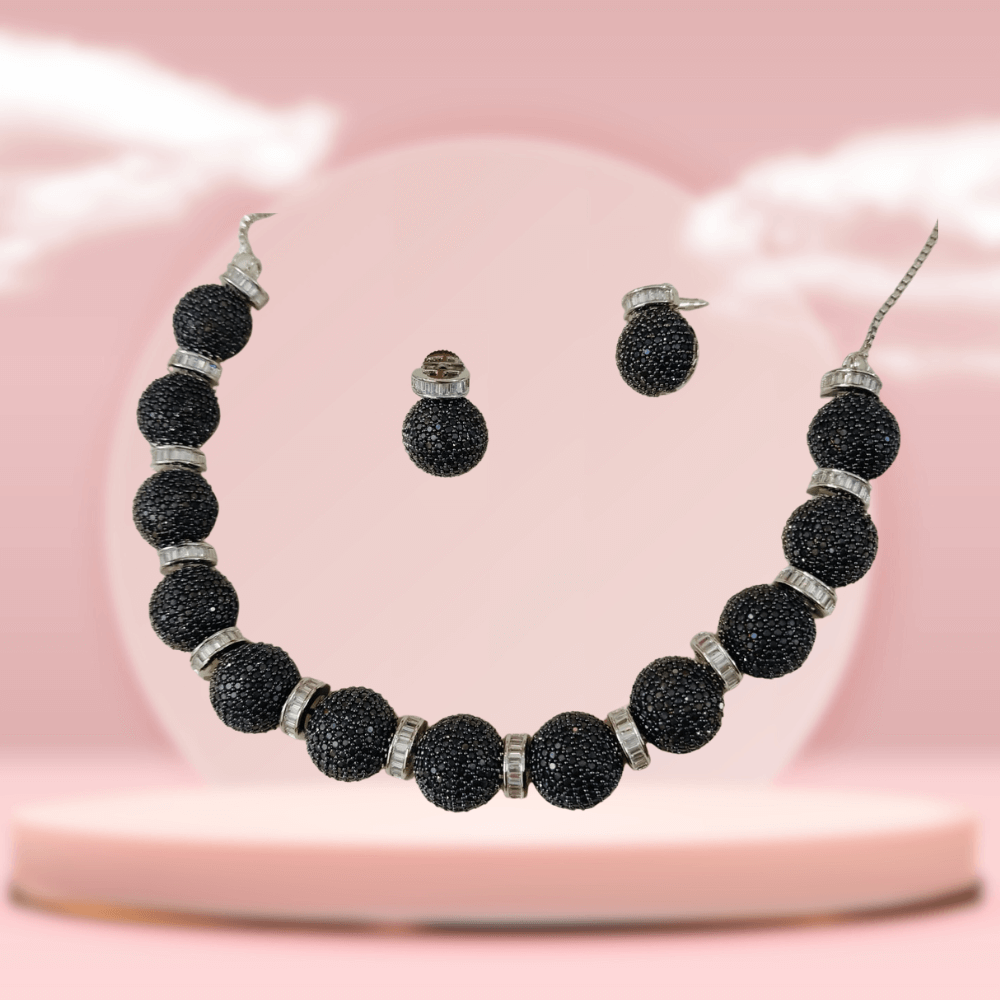 Pave Black Gemstone Necklace