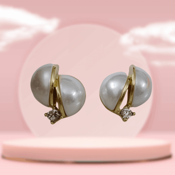 Pearl and Rhinestone Stud Earrings