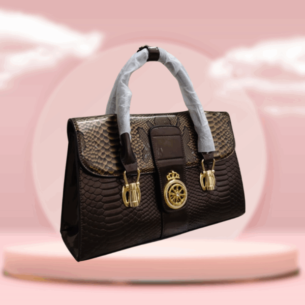 Python-Embossed Luxury Handbag