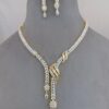 Elegant Drop Design Golden Finish CZ Necklace Set