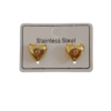 Golden Heart Stainless Steel Stud Earrings