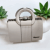 Elegant White Designer Handbag with Crystal Clasp & Oval Handles – Sequenza