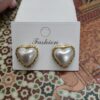 Classic Heart Pearl Stud Earrings