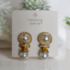 Gold-Tone Pearl and Crystal Drop Earrings