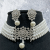 Elegant Real Pearl Necklace with CZ American Diamonds