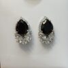 Black CZ Teardrop Earrings with White Crystal Accents