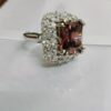 Smoky Quartz Cushion-Cut Ring with Diamond-Encrusted Floral Halo