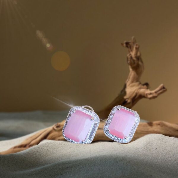 Radiant Rose Rectangular Stud Earrings