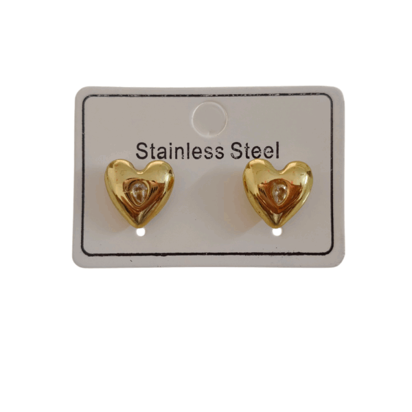 Golden Heart Stainless Steel Stud Earrings