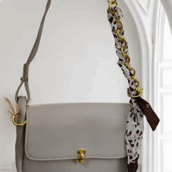 Accent Shoulder Bag with Scarf Detail