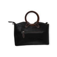 Elegant Antique Black Handbag with Wooden Handle - Image 7