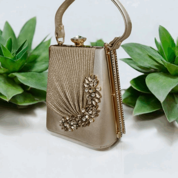 Elegant Gold Party Clutch – Premium Imported Design with Chain