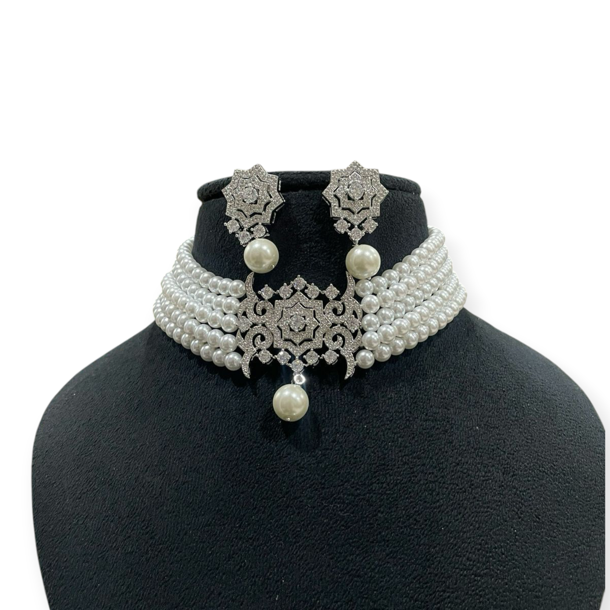 Elegant Real Pearl Necklace with CZ American...