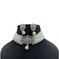 Elegant Real Pearl Necklace with CZ American Diamonds - Image 4