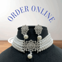 Elegant Real Pearl Necklace with CZ American Diamonds - Image 3
