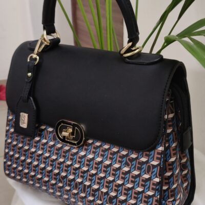 Stylish Checkered Black Bag – Blue & Black Pattern - Image 5