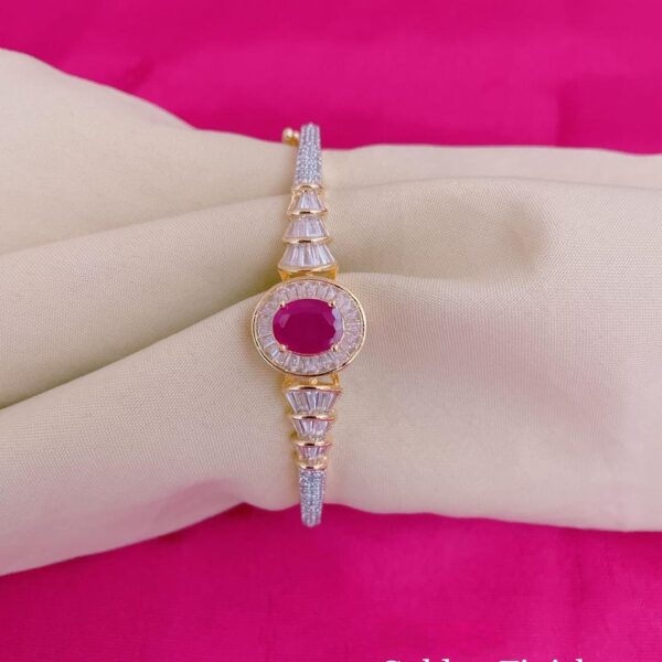 Ruby Bracelet with Baguette Diamonds in Yellow Gold Polish Openable