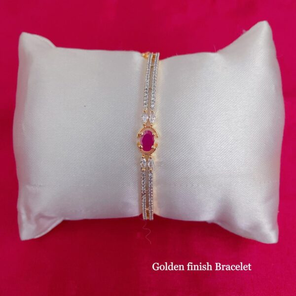 Ruby Slick Bracelet with Baguette Diamonds in Yellow Gold Polish Openable (Copy)