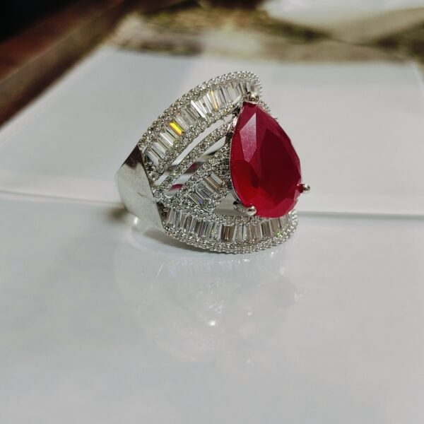 Crimson Royale Pear-Cut Ruby Statement Ring