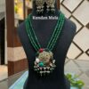 Antique Navratna Green Bead Kundan Necklace Set