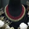 Emerald Beaded Pearl with Ruby Necklace Set
