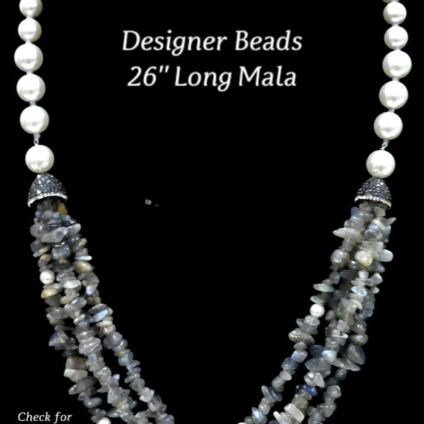 Elegant Grey Bead & Pearl Mala